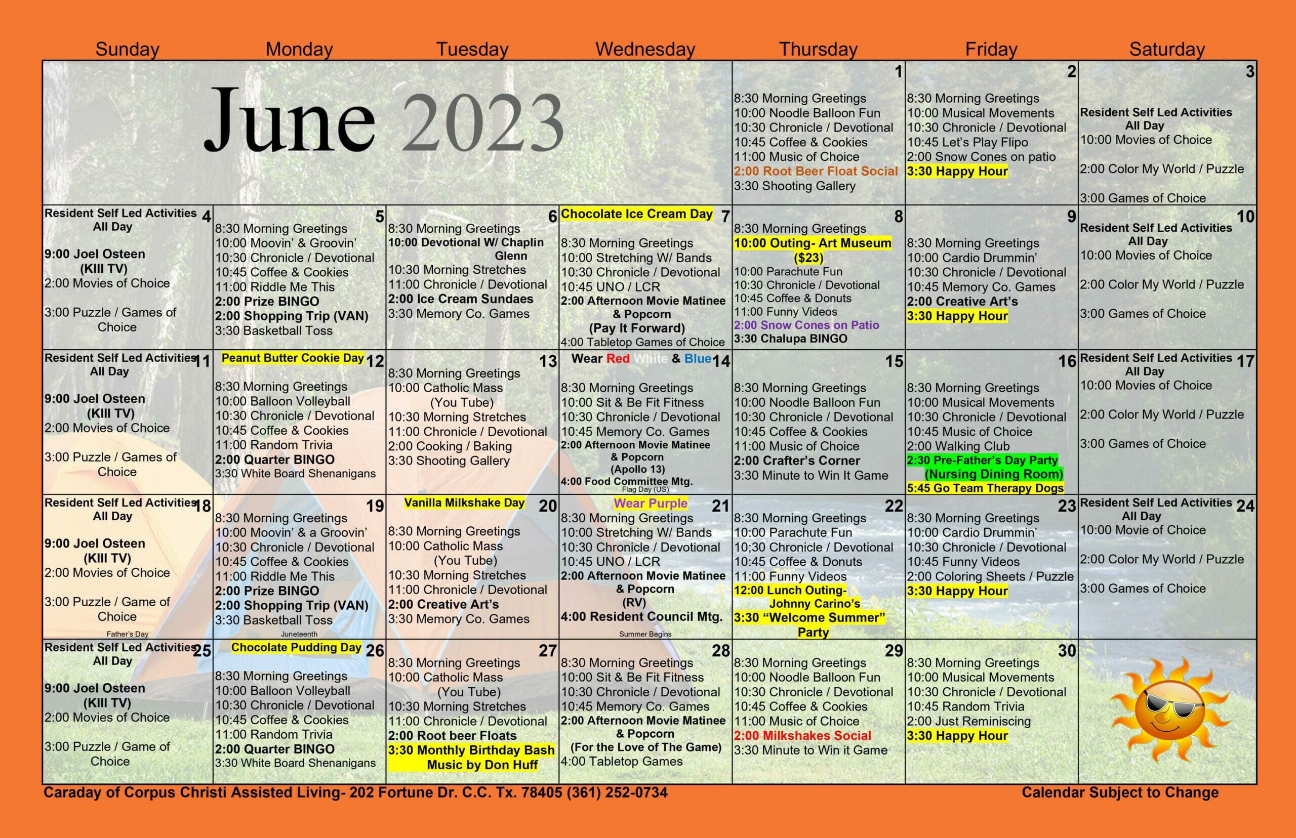 Activity Calendar June 2023
